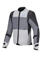 Alpinestars ST-2 Air Jacket, men's motorcycle touring jacket, Ice Gray, Dark Gray, and Black, CE Level AA certified with mesh ventilation panels and Nucleon Flex Plus protectors