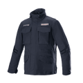 Alpinestars MO.ST.EQ Field Waterproof Primaloft Jacke, Schwarz, Urbane Motorradjacke, Field-Jacket-Stil, Vier Fronttaschen mit Klappen, Hoher Kragen mit Kordelzügen, Strapazierfähige Ripstop-Konstruktion mit Logo-Aufnähern