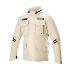 Alpinestars MO.ST.EQ Field wasserfeste Primaloft-Jacke, urbane Motorradjacke, Sand Military, vier vordere Pattentaschen, hoher Kragen und schwarze verstellbare Riemen an den Ärmeln, modernes Streetwear-Design mit wasserfester Ripstop-Konstruktion