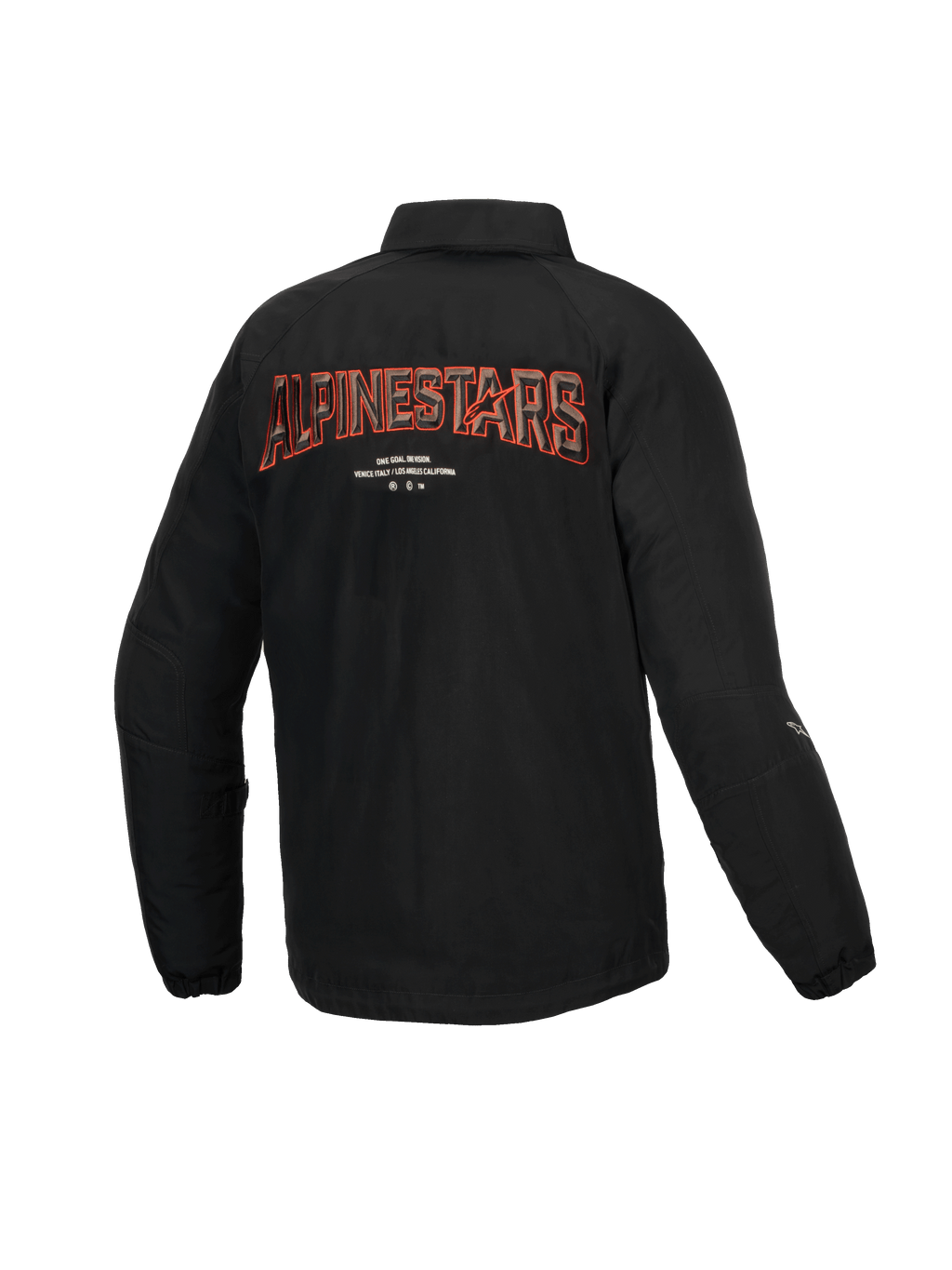 Alpinestars Revved Wasserabweisende Jacke, Herren Motorradjacke in Schwarz mit dreidimensionaler Stickerei auf dem Rücken, CE-zertifizierte Urban Coach-Jacke