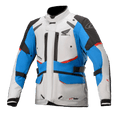 Alpinestars Honda Andes V3 Drystar® Jacke, Motorrad-Tourenjacke, Eisgrau, Blau und leuchtendes Rot, wasserdichtes Design mit hohem Kragen, mehrere Belüftungsöffnungen mit Reißverschluss, Cargotaschen und verstellbare Riemen, mit Honda-Branding