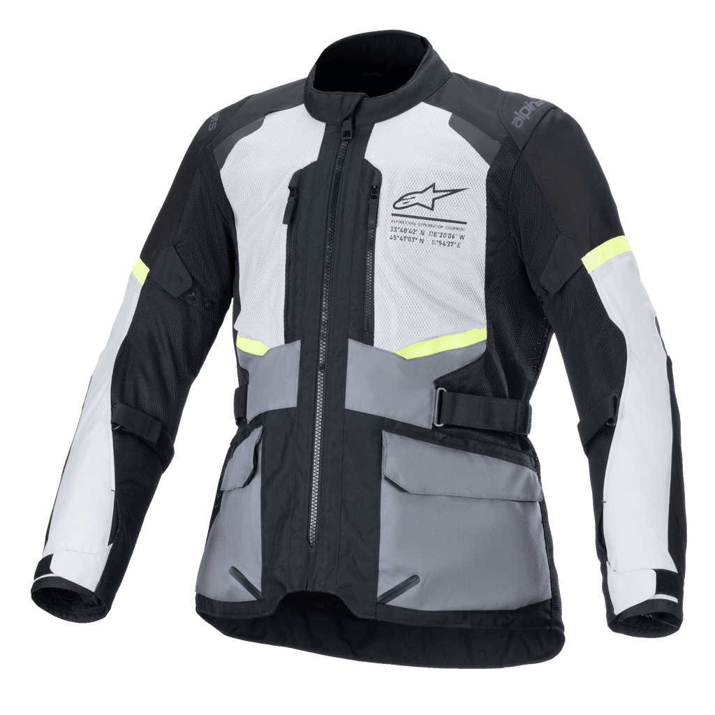 Alpinestars Andes Air Drystar® Jacke, Motorrad-Touring-Jacke in Eisgrau, Dunkelgrau und Schwarz, mit 2D-Mesh-Belüftung, CE-zertifiziert und Tech-Air®-kompatibel