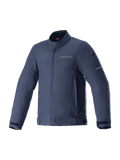 Alpinestars Husker Wasserdichte Jacke, Motorradjacke, Night Navy, dunkelblaues Stretch-Softshell mit Hochkragen und Frontreißverschluss, verstellbare Taillen- und Ärmelriemen, dezentes Logo auf der Brust, Ausrüstung für urbanes Pendeln und Straßenfahrten