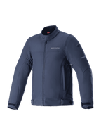Alpinestars Husker Wasserdichte Jacke, Motorradjacke, Night Navy, dunkelblaues Stretch-Softshell mit Hochkragen und Frontreißverschluss, verstellbare Taillen- und Ärmelriemen, dezentes Logo auf der Brust, Ausrüstung für urbanes Pendeln und Straßenfahrten