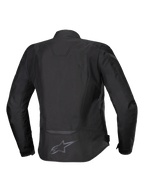 Alpinestars Stella T-Jaws V4 Waterproof Jacket, Women's Textile Motorcycle Jacket, Black on Black, rear view showing ergonomic sport silhouette, reflective detailing, and logo on the lower back.