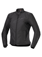 Alpinestars Stella T-SPS V2 Waterproof Jacke, Damen-Motorradjacke, Schwarz, Frontreißverschluss, flacher Kragen, dezente Logos auf Brust und Ärmeln, strapazierfähiges Textilgewebe mit taillierter Sport-Silhouette, professionelle Motorradausrüstung
