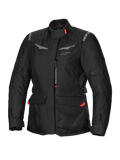 Alpinestars Stella ST-1 Waterproof Jacket, Women's Motorcycle Touring Jacket, Black with Red Accents, High Collar, Front Zipper, Large Waist Cargo Pockets, Adjustable Waist and Cuff Straps, Weather-Resistant Construction