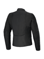 Alpinestars Isla WR Women's Jacket, Back View, Black, Slim fit urban motorcycle jacket with quilted shoulder and forearm details, matte finish water-repellent fabric, tailored feminine design with an elongated back profile for riding comfort