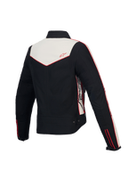 Alpinestars Stella T-Dyno Wasserabweisende Jacke, Damen-Motorradjacke aus Textil, Rückansicht mit vintage-inspirierter Biker-Passform, Schwarz, Ecru und Leuchtend Rot, CE-zertifizierter Schutz