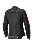 Alpinestars Stella ST-2 Air Jacke, Damen-Motorradtouringjacke, Rückansicht in Schwarz mit roten Akzenten und reflektierenden Details, CE-zertifizierte Mesh-Textilkonstruktion