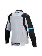Alpinestars Stella ST-2 Air Jacke, Damen-Motorradtouringjacke, Rückansicht mit Mesh-Belüftungsbereich und Rückentasche, Eisgrau und Schwarz mit blauem Branding, CE-zertifiziertes Level AA, Tech-Air-ready