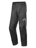 Alpinestars Hurricane Rain V2 Hose, Wasserdichte Motorrad-Regenhose, Schwarz, mit reflektierendem Branding am linken Oberschenkel, elastischem Bund, ergonomischem Kniedesign und glänzendem windresistentem laminiertem Gewebe für Straßen- und Adventure-Touren