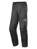 Alpinestars Hurricane Rain V2 Hose, Wasserdichte Motorrad-Regenhose, Schwarz, mit reflektierendem Branding am linken Oberschenkel, elastischem Bund, ergonomischem Kniedesign und glänzendem windresistentem laminiertem Gewebe für Straßen- und Adventure-Touren