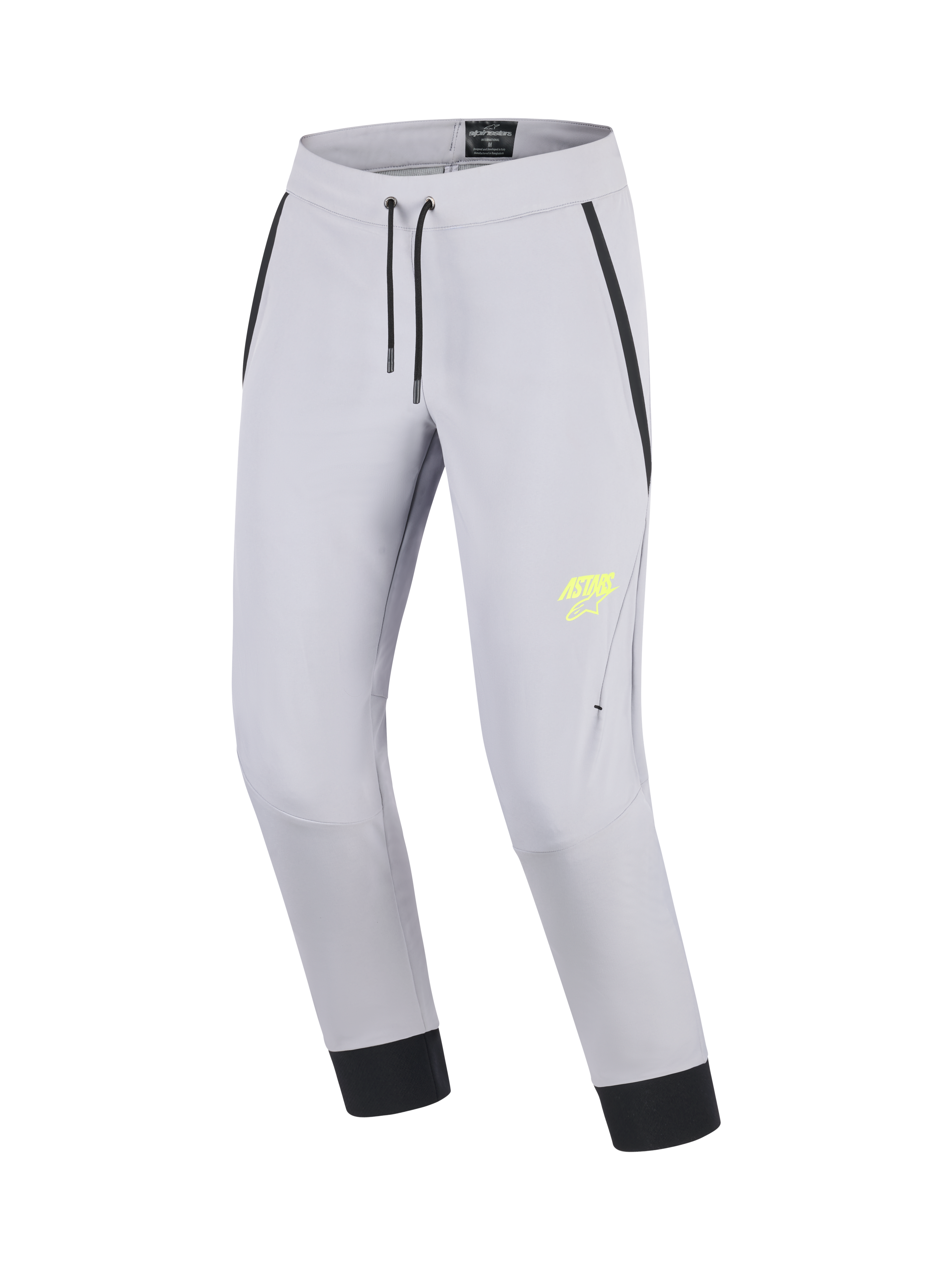 Alpinestars Aeroshell Hose, Motorrad-Tourenhose aus Textil, Grau und Gelb Fluo, mit vorgeformten Knien, elastischem Bund mit Kordelzug und CE-Zertifizierung