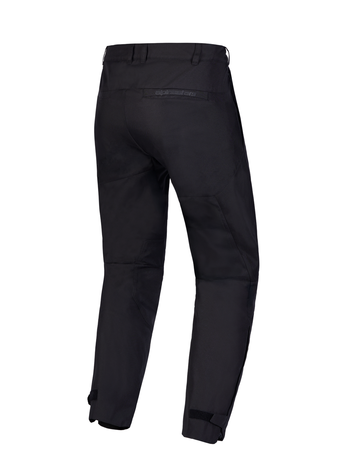 Alpinestars C 1 Waterproof Hose, urbane Motorradhose in Schwarz, Rückansicht mit haltbarer Polyfabric-Konstruktion, Gürtelschlaufen und Gesäßtasche mit Alpinestars-Branding
