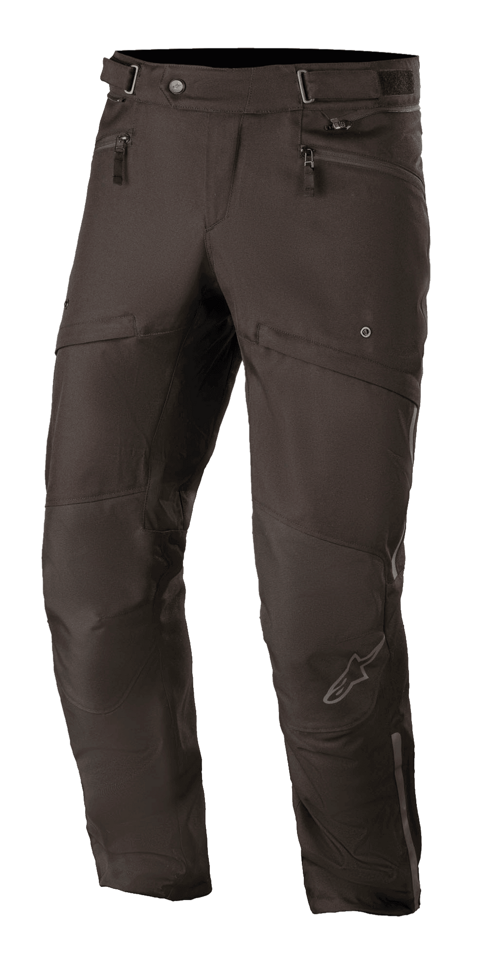 Alpinestars AST-1 V2 Wasserdichte Hose, Schwarz, Motorrad-Tourenhose, strapazierfähiges Textilgewebe, Handtaschen mit Reißverschluss, verstellbarer Taillengurt, vorgeformtes Kniedesign mit dezentem Stern-Logo, elegante Allwetter-Fahrausrüstung