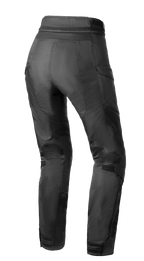 Alpinestars Stella Andes Air Drystar® Pants, Women's Motorcycle Pants, Black, back view showing mesh ventilation on calves and thighs, elongated lower back, and waist connection zipper