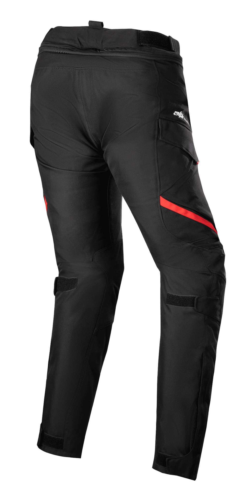 Alpinestars Women Stella Honda Andes V3 Drystar® Pants, Motorcycle Touring Pants, Black and Bright Red, rear view featuring cargo pockets, adjustable waist and knee straps, and durable textile construction for all-weather riding
