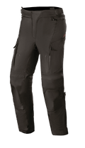 Alpinestars Women Stella Andes V3 Drystar Pants, Black motorcycle touring pants, waterproof and breathable textile construction, reinforced knee and thigh panels, zippered thigh vents, cargo pockets, and adjustable waistband for adventure riding.