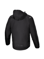 Alpinestars Morush Waterproof Parka, Men's Black Textile Urban Motorcycle Jacket with stormproof hood and raglan sleeves.