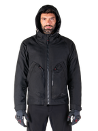 Alpinestars Morush Waterproof Parka, Urban Motorcycle Jacket, Men's, Black, Textile shell with protective stormproof hood.