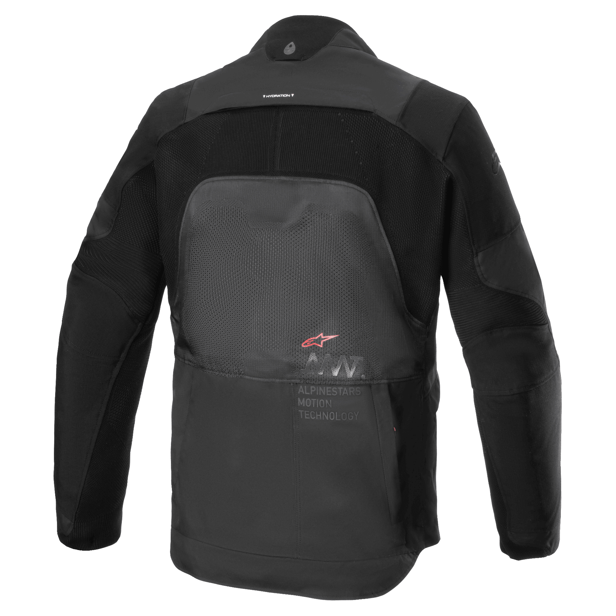 Alpinestars AMT-7 Air Jacket, Motorcycle Jacket, Black Dark Shadow, Rear view showing MATRYX ventilation panels on the back, CORDURA Ripstop on the shoulders and arms, and Alpinestars Motion Technology branding.