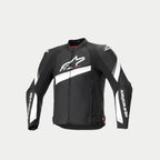 Alpinestars T-GP Plus R V4 Jacke, Motorradjacke, Schwarz und Weiß, CE-zertifiziert, mit Schulterprotektoren