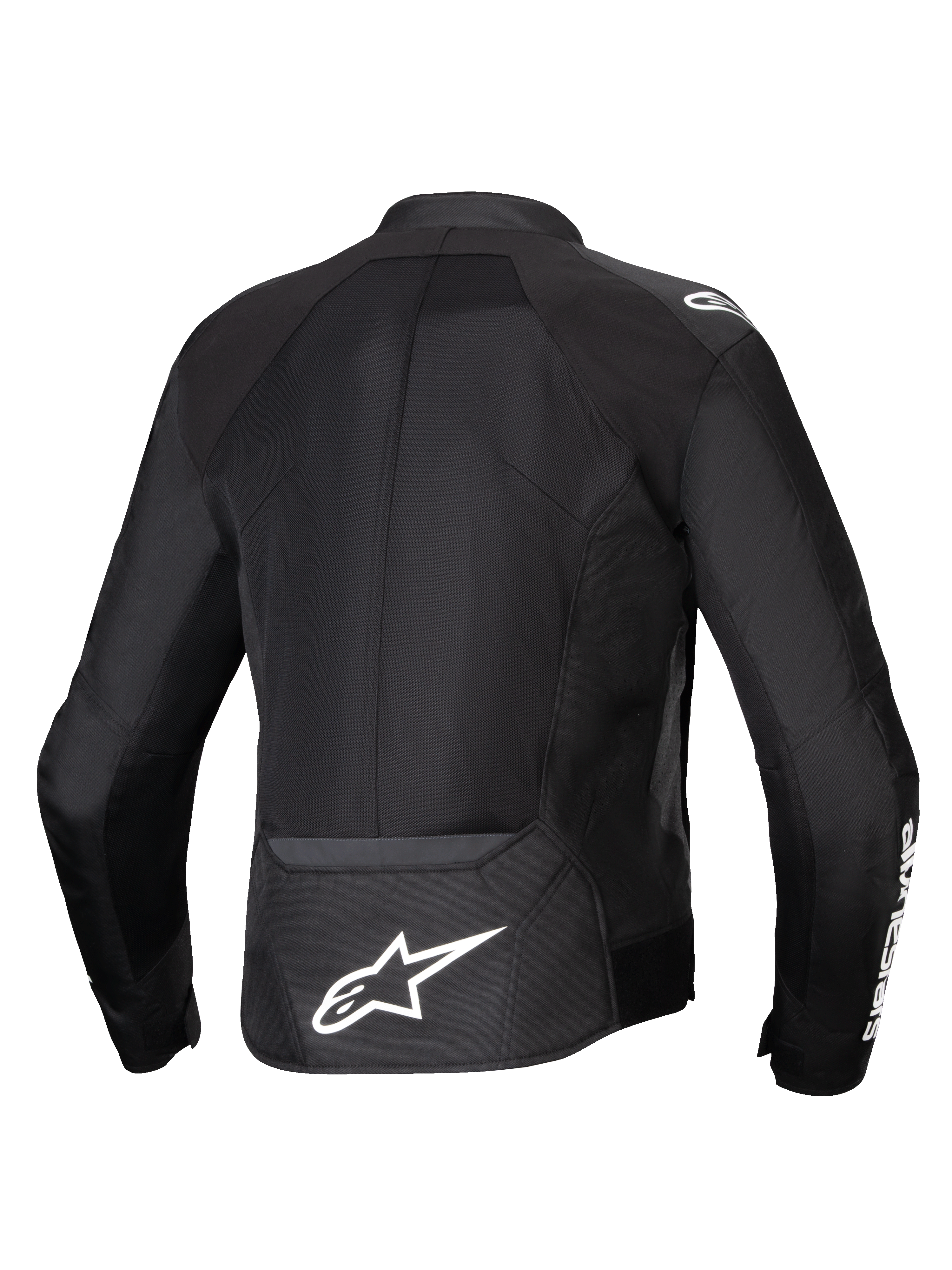 Alpinestars Viper Air V4 Jacke, Motorradjacke für Herren, Schwarz, mit belüfteten Tech-Mesh-Paneelen und weißem Astars-Logo auf dem Rücken.