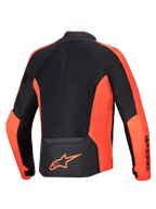 Alpinestars Viper Air V4 Jacke, belüftete Textil-Motorradjacke in Rot Fluo und Schwarz, Rückansicht mit Mesh-Einsätzen.