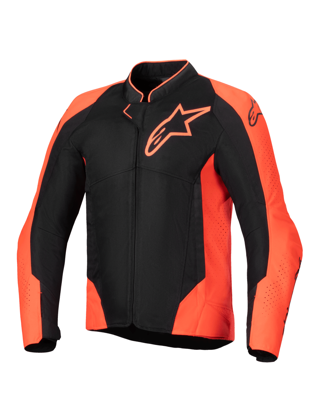 Alpinestars Viper Air V4 Jacke, belüftete Motorrad-Rennjacke für Herren, Schwarz und Rot Fluo, Tech-Mesh, Tech-Air Ready.