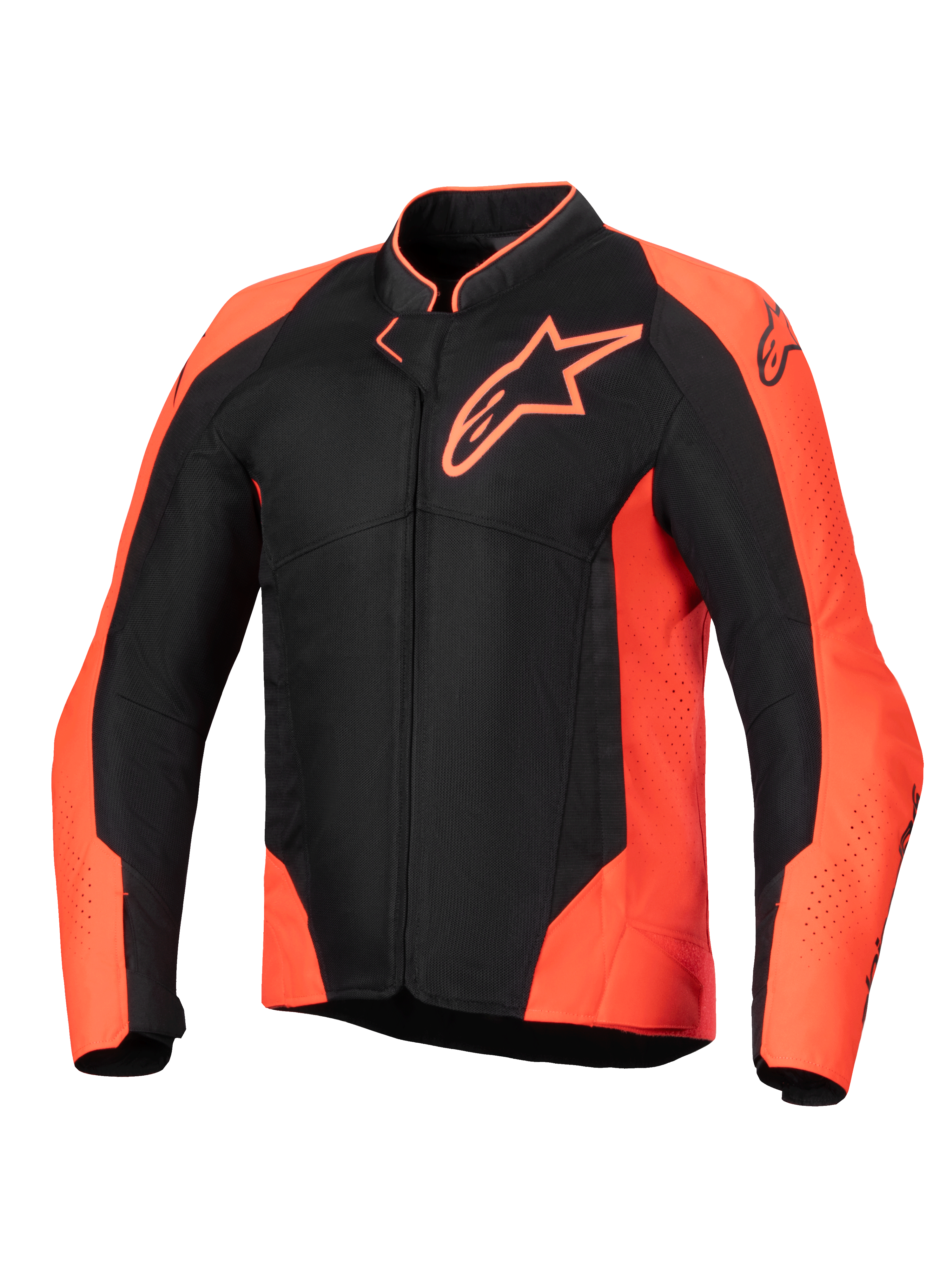 Alpinestars Viper Air V4 Jacke, belüftete Motorrad-Rennjacke für Herren, Schwarz und Rot Fluo, Tech-Mesh, Tech-Air Ready.