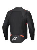 Alpinestars T-SPS Air V2 Jacke, belüftete Herren-Motorradjacke, Schwarz und Rot, Rückansicht mit Mesh-Panels, CE-zertifiziert.