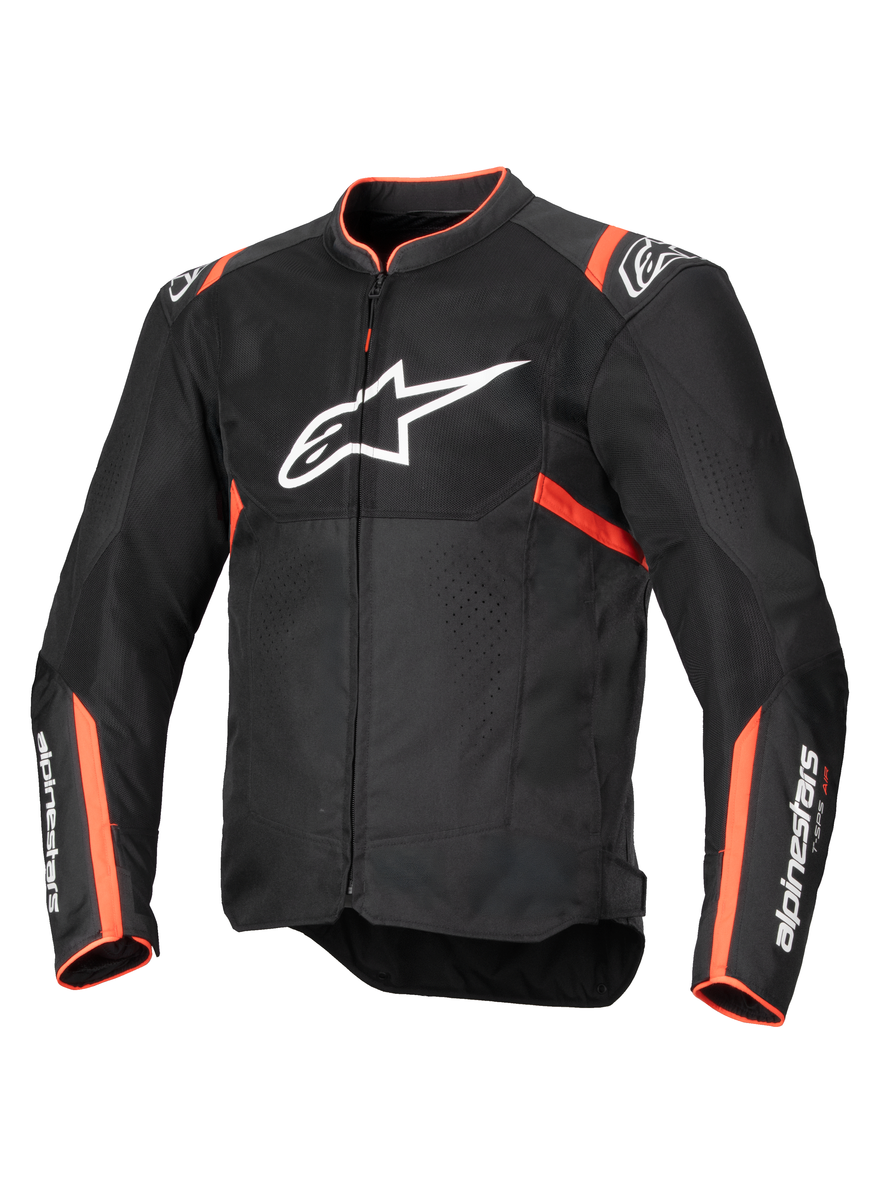 Alpinestars T-SPS Air V2 Jacke, Herren-Motorradjacke, Schwarz und Neonrot, Mesh-Textil, Tech-Air Ready, CE-zertifiziert.