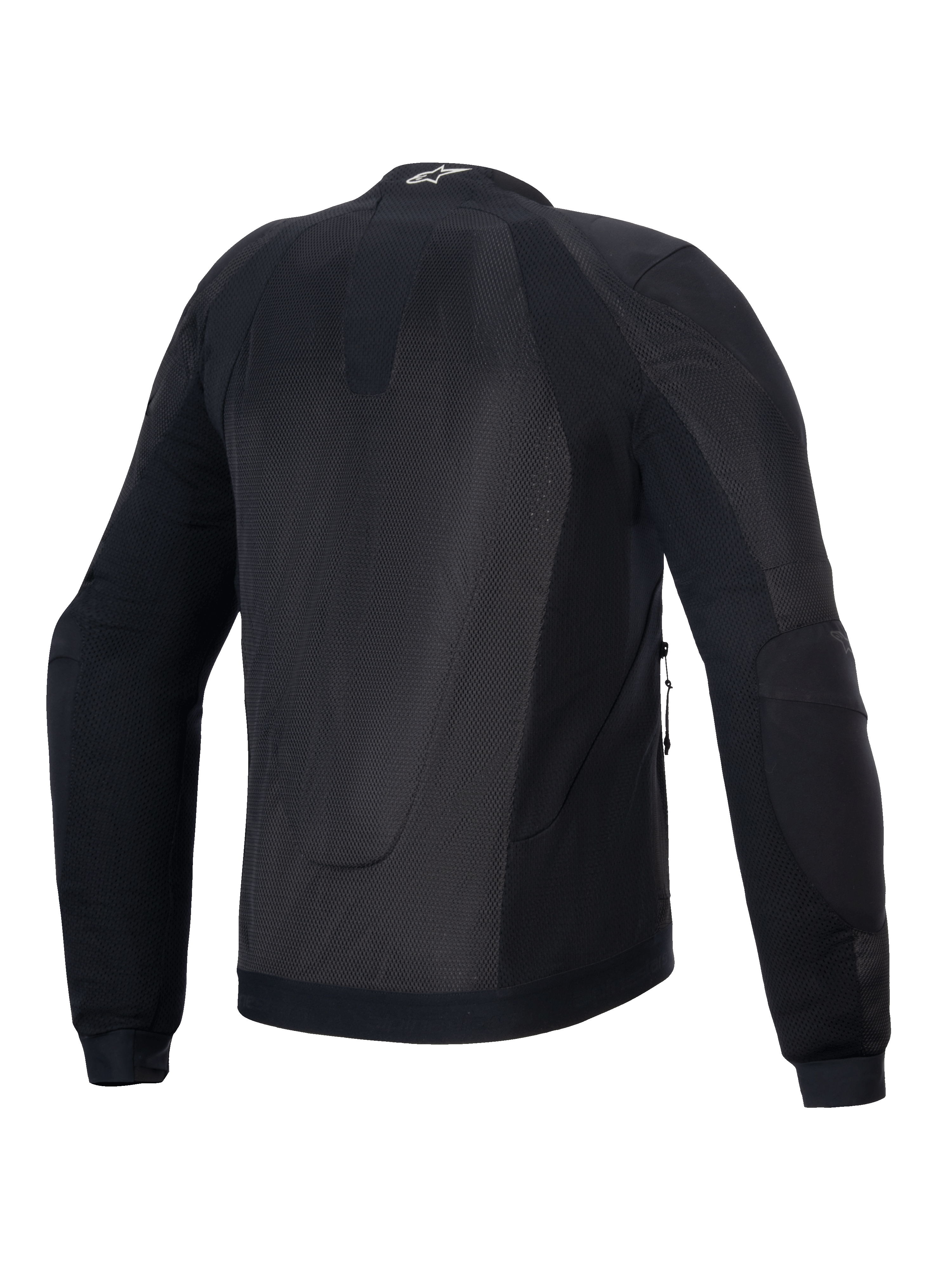 Alpinestars Troop-Air Black Men's Mesh Motorcycle Jacket, back view with breathable tech mesh and CE Class A protection.