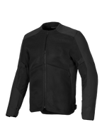 Alpinestars C-1 Air Jacke, schwarze Motorradjacke, große Mesh-Belüftungspanels, Chassis aus 450D-Polygewebe, dezent geprägtes Branding an den Schultern, modernes urbanes Design für Fahrten bei warmem Wetter