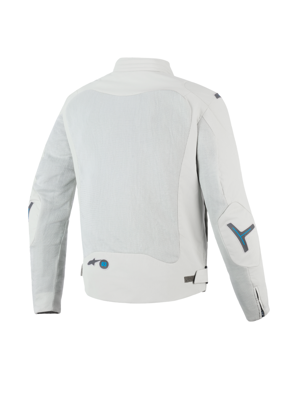 Alpinestars Circal-1 Air Jacke, urbane Motorradjacke für Herren, Rückansicht mit recycelten Mesh-Luftstrompaneelen, CE-zertifiziert, in Metal Gray mit hellblauen Akzenten