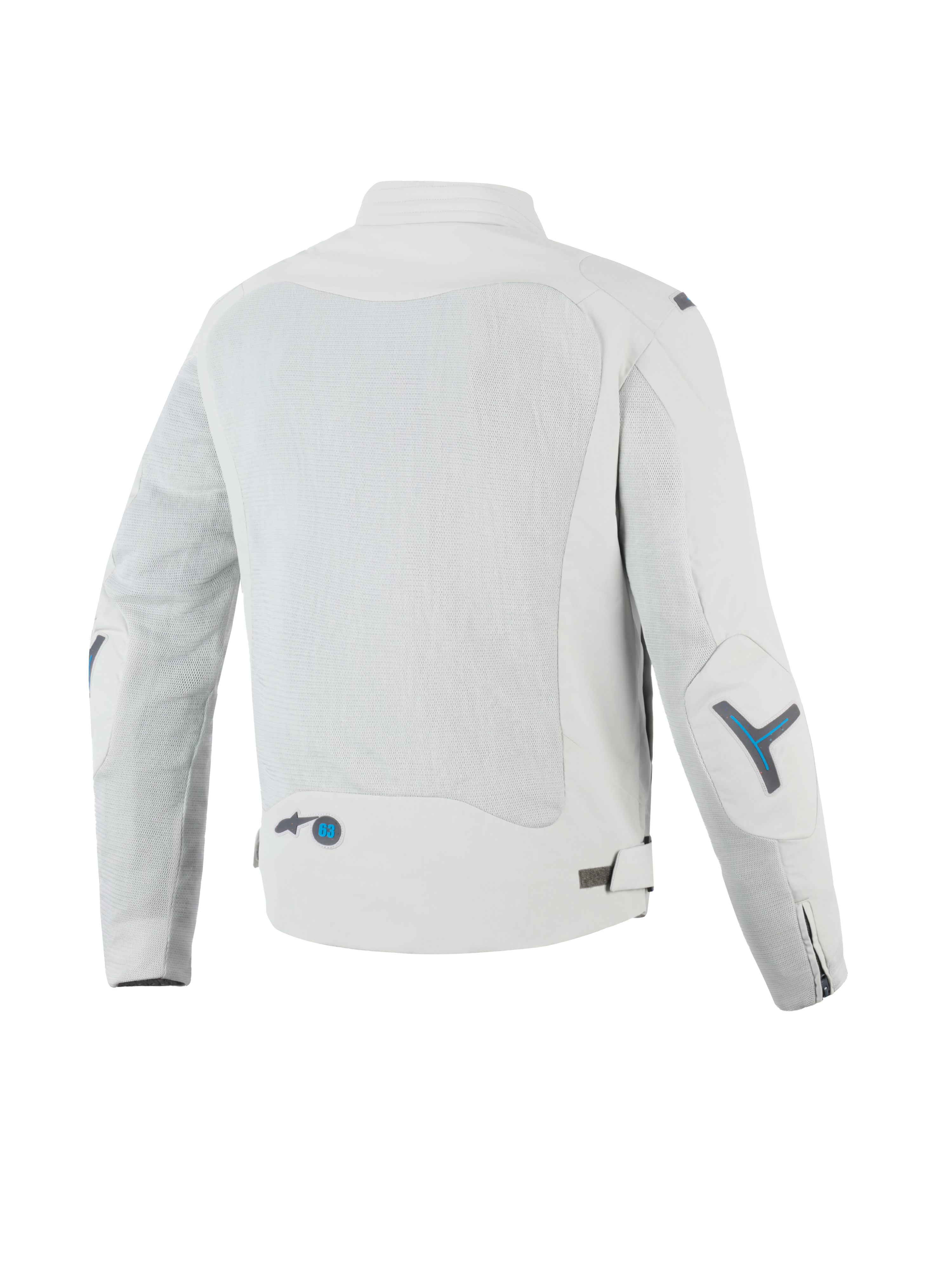 Alpinestars Circal-1 Air Jacke, urbane Motorradjacke für Herren, Rückansicht mit recycelten Mesh-Luftstrompaneelen, CE-zertifiziert, in Metal Gray mit hellblauen Akzenten