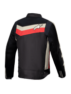 Alpinestars T-Dyno Air Jacke, Herren-Motorradjacke aus Textil, Rückansicht, Schwarz, Hellrot und Ecru, CE-zertifiziert mit 3D-Mesh-Airflow-Einsätzen und vintage-inspirierter Biker-Passform
