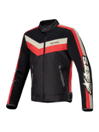 Alpinestars T-Dyno Air Jacke, Herren Motorradjacke in Schwarz, Hellrot und Ecru, mit CE-zertifiziertem Schutz, 3D-Mesh-Belüftung und Vintage-inspiriertem Design