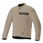 Alpinestars Aeron Jacke, Urban-Motorradjacke, Tan und Schwarz, minimalistische Textilkonstruktion mit Logo-Bruststreifen, Frontreißverschluss und verstellbaren Ärmelbündchen