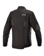 Alpinestars Venture XT Jacke, Schwarz, Rückansicht einer Textil-Adventure-Touring-Motorradjacke, mit ASTARS-Branding auf der Schulter, vertikalen Belüftungsreißverschlüssen am Rücken und PU-Folien-Verstärkungen an den Armen.