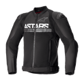 Alpinestars SMX Air Jacke, schwarze Textil-Motorradjacke, Mesh-Belüftungseinsätze, markanter weißer ASTARS-Schriftzug auf der Brust, externe DFS Lite Schulterschleifer und Frontreißverschluss in körpernahem Racing-Design.