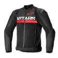 Alpinestars SMX Air Jacke, Motorrad-Sportjacke, Schwarz und Bright Red, mit markantem weißem 'ASTARS'-Schriftzug und einem roten horizontalen Streifen auf der Brust, belüftete Mesh-Einsätze mit DFS Lite externen Schulterschleifern, schützende Sommer-Fahrerausrüstung