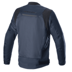 Alpinestars Luc V2 Air Jacke, Navy-Schwarz, Rückansicht, mit Mesh-Einsätzen für Luftzirkulation, reflektierenden Details und Alpinestars-Branding auf dem oberen Rücken, Textil-Motorradjacke im Bomber-Stil