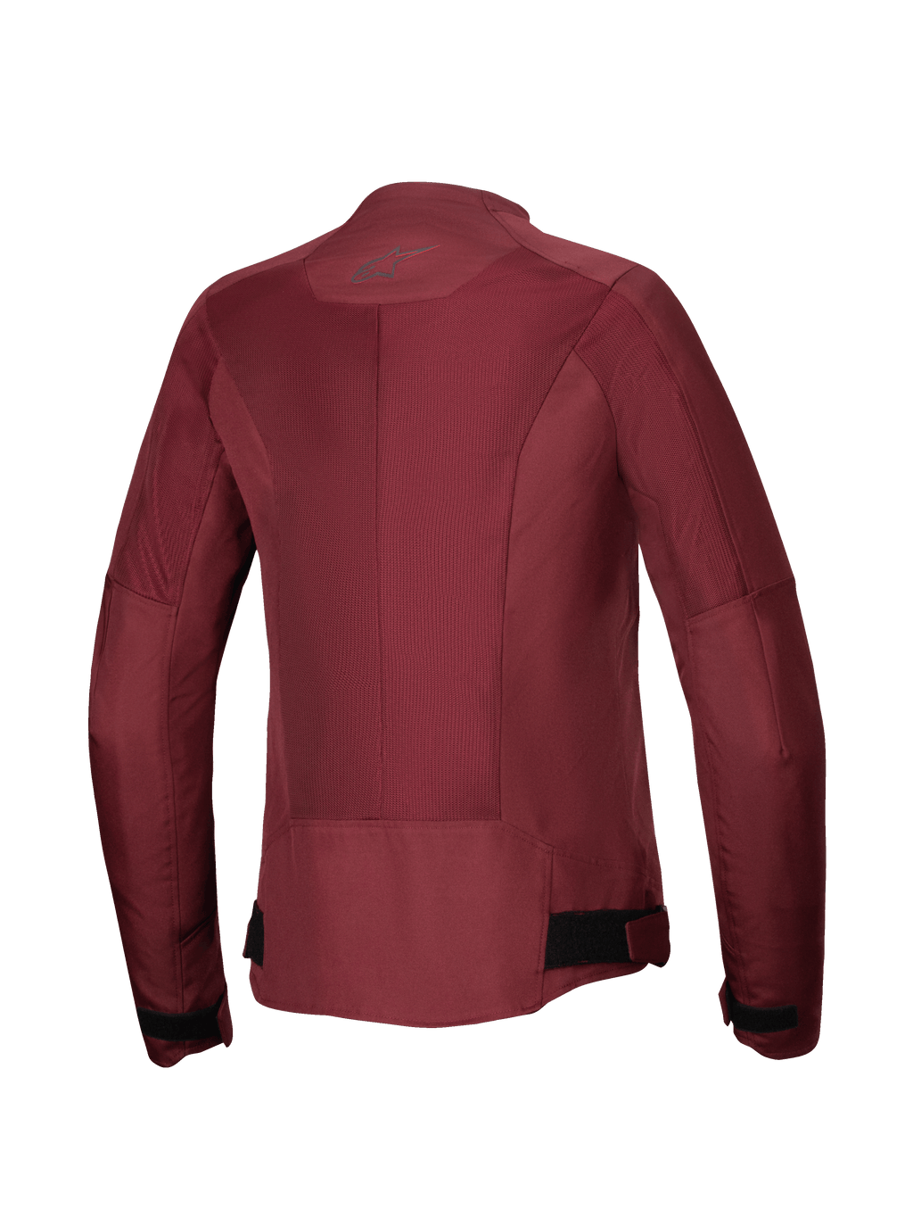 Alpinestars Stella C-1 Air Jacke, Damen-Motorradjacke, Burgunderrot, Rückansicht mit großen Tech-Mesh-Einsätzen für Luftzirkulation, reflektierendes Logo am Nacken, verstellbare Taillenriemen, urbane Fahrausrüstung