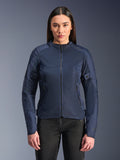 Alpinestars Stella C-1 Air Jacke in Blau, Damen-Motorradjacke, kombiniert mit einer schwarzen Motorradhose, große Mesh-Einsätze für optimale Belüftung, Frontreißverschluss und seitliche Reißverschlusstaschen, klares modernes Design