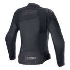 Alpinestars Stella T-GP Plus R V4 Airflow Jacket, Black, back view featuring large mesh panels for maximum airflow, 'Alpinestars Racing Ahead' branding on lower back, women's sport textile motorcycle jacket