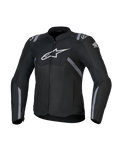 Alpinestars Honda Damen Stella T-SPS Air V2 Jacke, Textil-Motorradjacke für Frauen, Schwarz mit weißen Alpinestars und Honda Logos, graue Streifenakzente, perforierte Mesh-Einsätze für Luftzirkulation, sportliche Passform