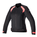 Alpinestars Eloise V2 Damen-Air-Jacke, Schwarz und Diva-Pink, Textil-Motorradjacke im Bomber-Stil, Mesh-Einsätze zur Belüftung, Frontreißverschluss, verstellbare Taillengurte, ergonomische Passform für Fahrerinnen