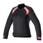 Alpinestars Eloise V2 Damen-Air-Jacke, Schwarz und Diva-Pink, Textil-Motorradjacke im Bomber-Stil, Mesh-Einsätze zur Belüftung, Frontreißverschluss, verstellbare Taillengurte, ergonomische Passform für Fahrerinnen